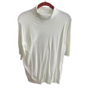 Versona Cream Short Sleeve Rayon Blend Pullover Turtleneck Women's Size Large
